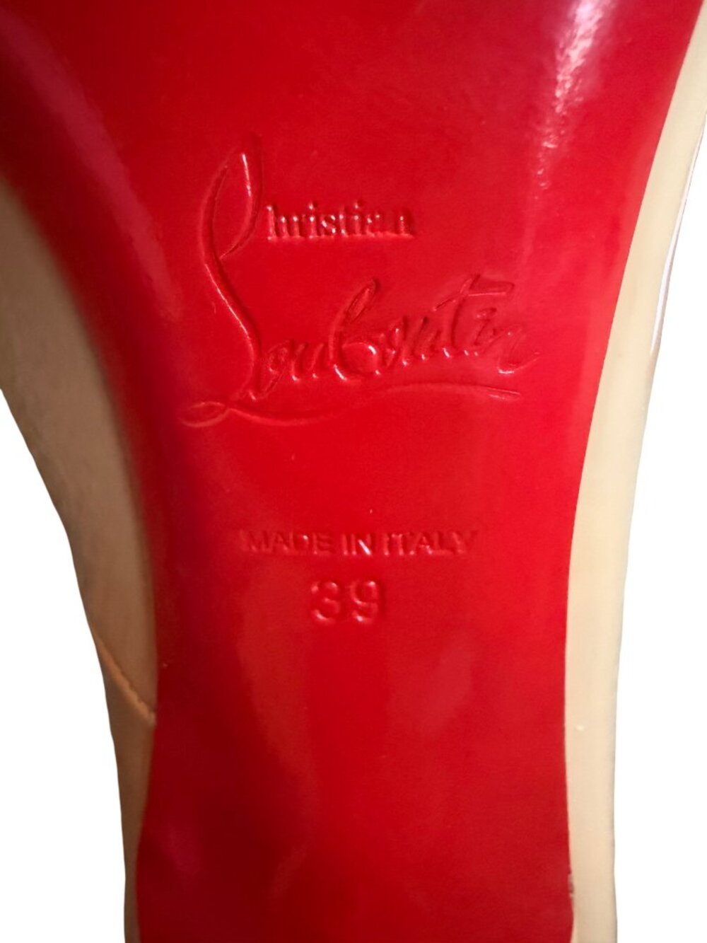 Christian Louboutin Charleen Patent Leather Mary Jane Pumps Nude 100mm Size 39 - Picture 12 of 16